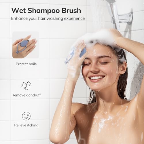 Silicone Scalp Massager Shampoo Brush (Gray Blue)