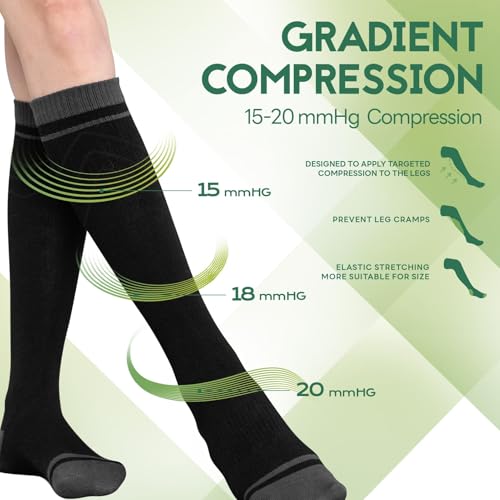 Bamboo Viscose Compression Socks for Women & Men (Large-X-Large / 3 Pairs-(black))