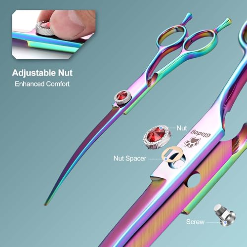 7 Inch Professional Dog Grooming Scissors Kit (Pro Rainbow 5 in 1)
