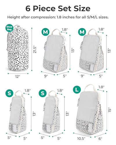 6 Set Compression Packing Cubes for Travel (Seaside Dots / Set of 6)