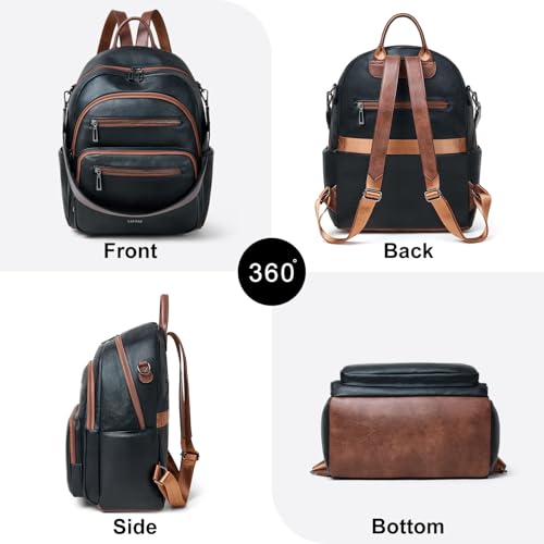 Backpack Purse for Women Laptop Backpack (Style1-black&brown)