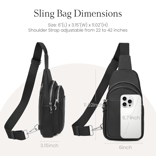 Black Genuine Leather Small Crossbody Bags for Women Anti (Black)
