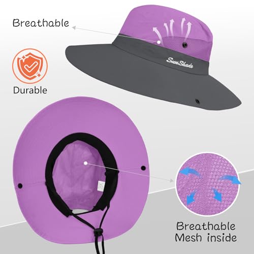 Women's Ponytail Safari Sun Hat (6 3/4-6 7/8 / 1-purple)