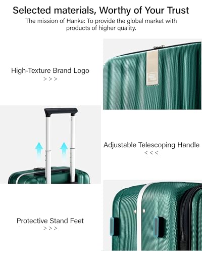24 Inch Checked Luggage Front Opening Rolling Suitcase Hard Sided Luggage with Spinner Wheels Travel Luggagefor Woman Men (24 Inch / Dark Green)