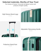 24 Inch Checked Luggage Front Opening Rolling Suitcase Hard Sided Luggage with Spinner Wheels Travel Luggagefor Woman Men (24 Inch / Dark Green)