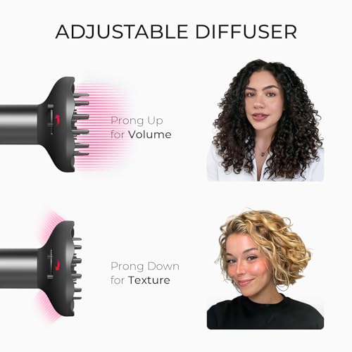 Blow Dryer with Comb & Diffuser (Metal Gray)