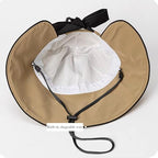 Wide Brim Hats for Woman Foldable Hats Sun Hats for Women uv Protection Bowknot Bucket hat Adjustable hat with Ponytail Hole Khaki (Khaki)