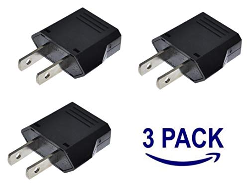 European to US Plug Adapter (3 Pack | Black)
