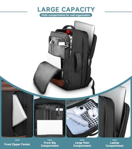 Expandable Travel Backpack (Khakiblack / 18.4 Inch (22''x14''x11''))