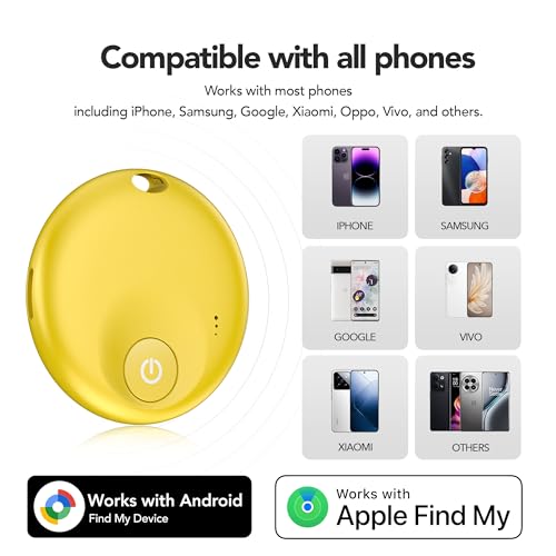 FindTag Duo Dual System Tracker for iOS or Android (Yellow-dual(1 Pack))
