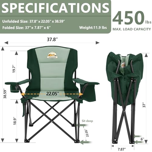 Oversized Heavy Duty Camping Chairs (Dark Green / Twin Pack)