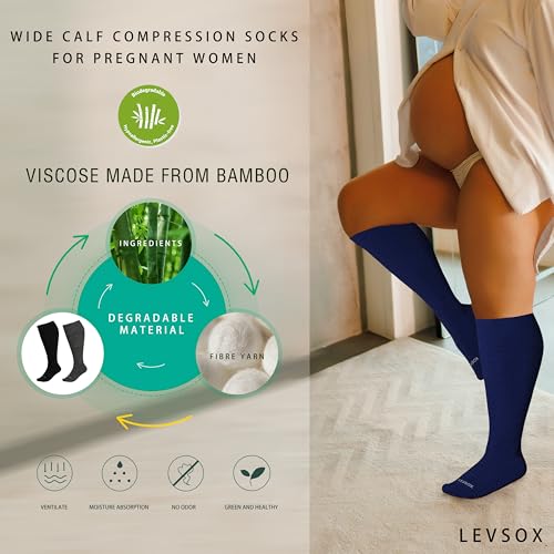 Plus Size Compression Socks for Women & Men Wide Calf 15 (XX-Large / 3 Pairs-black/Grey/Blue)