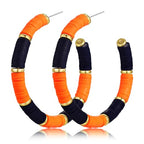 Game Day Earrings Football Baseball Earrings for Women Sports Team Heishi Hoop Earring Football Accessories Outfits Cheer Mom Essentials Fall Sports Must Haves Cheer Gifts (Orange Navy)