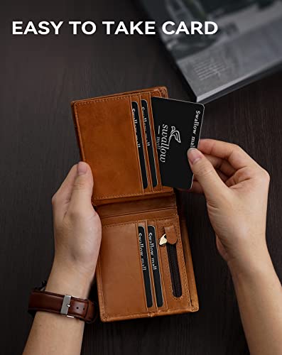 Wallet for Men RFID Blocking Genuine Leather Bifold Wallets (tan)