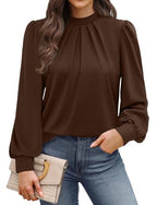 Fall Outfits for Women 2026 Long Sleeve Shirts Womens Early Fall Fashion Must Haves Clothing Work School Outfits Tops Teachers Trendy Blouses Chocolate Brown Fall Clothes Essentials M (03 - Brown / Medium)