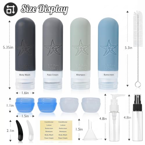 18 Pack Travel Bottles for Toiletries (06-Gray)