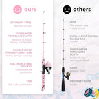 2 Pack Kids Fishing Pole (Pink+Light Pink)