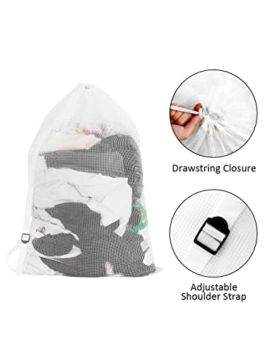 Mesh Laundry Bags with Adjustable Shoulder Strap (Grey, White, Black-1)