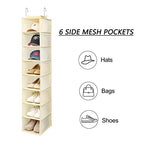 Hanging Shoe Organizer for Closet with Side Mesh Pockets (Beige(1 Pack))