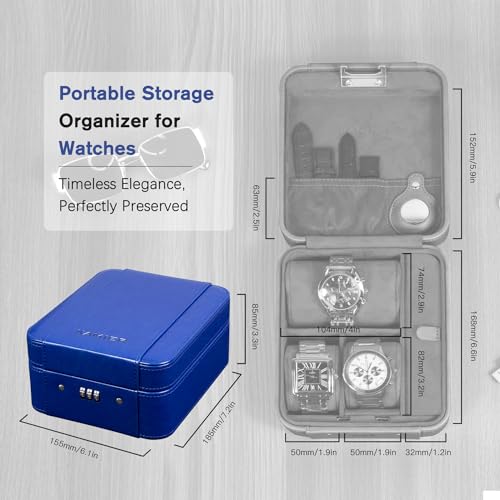 Watch Travel Case with Combination Lock (Blue)
