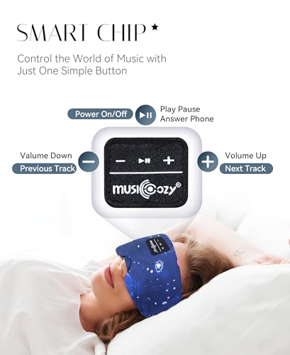 Sleep Mask Stary Bluetooth Headphones for Sleeping Side Sleeper (Blue)