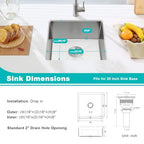 18 x 18 Inch Undermount Kitchen Sink (Brushed / D18"xW18"xH9")