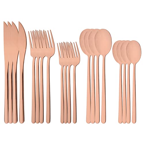 20 Pcs Rose Gold Silverware Set (20-Piece / Rose)