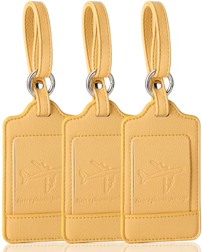 Leather Luggage Tags for Suitcases (Lichee Yellow)