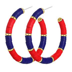 Game Day Earrings Football Baseball Earrings for Women Sports Team Heishi Hoop Earring Football Accessories Outfits Cheer Mom Essentials Fall Sports Must Haves Cheer Gifts (Red Blue)