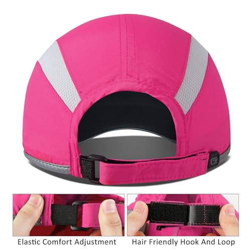Baseball Cap Nylon Running Cap Outdoor Sports Hat for Men Women Adjustable Quick Drying Reflective Foldable UPF50+ Breath Mesh Water Repellency Race Performance Lightweight Rose Red (6 7/8-7 1/2 / Rose Red)
