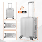 All Aluminum 24 Inch Luggage With Spinner Wheels (Silvery / 24)