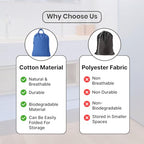 LFH Home Large Premium 1pack Cotton Rich Canvas Laundry Bag with Drawstring and Handles Heavy Duty (18”x26” / Sky Blue)