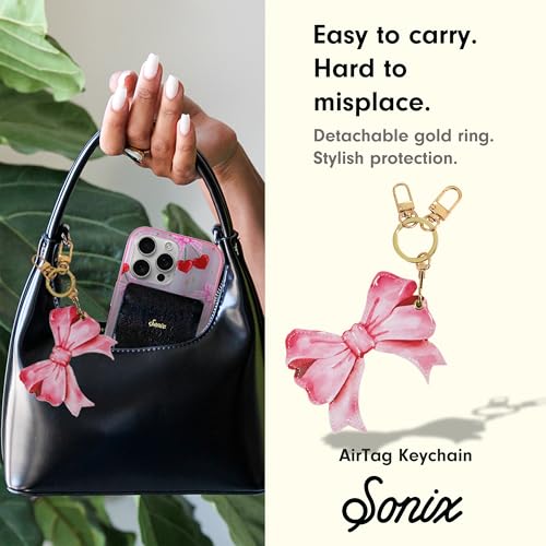 Keychain Case Compatible with Apple AirTag (Pink Bow)