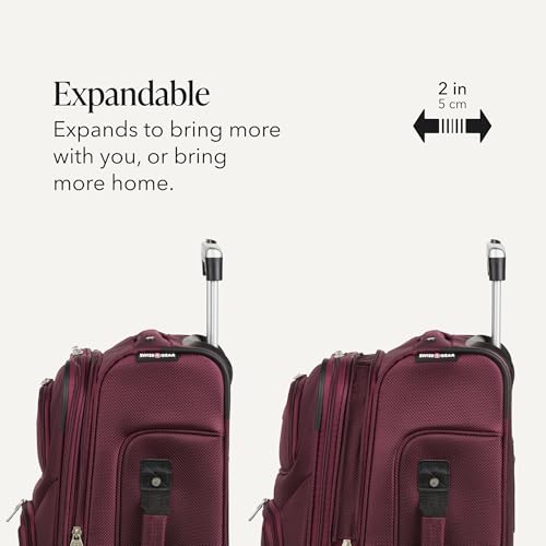 Sion Softside Expandable Spinner Luggage Durable Lightweight Travel Suitcase (2-Piece Set (Carry-On/Large) / Merlot)