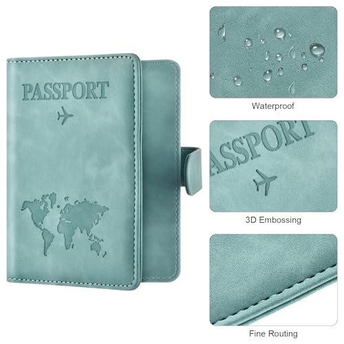 Passport Holder for Travel Essentials (light blue / Magnetic Clasp)