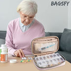Travel Pill Organizer 2 Times a Day with Cute Fabric Pill Case (Piink / Small)