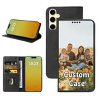 Custom Wallet Phone Case for Samsung Galaxy S24 FE with Photo (Galaxy S24 FE / Black-A)