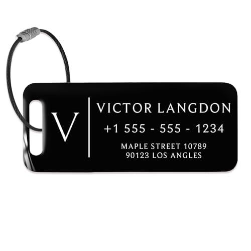 Personalized Luggage Tags for Suitcases (Grace Rectangle-dark)