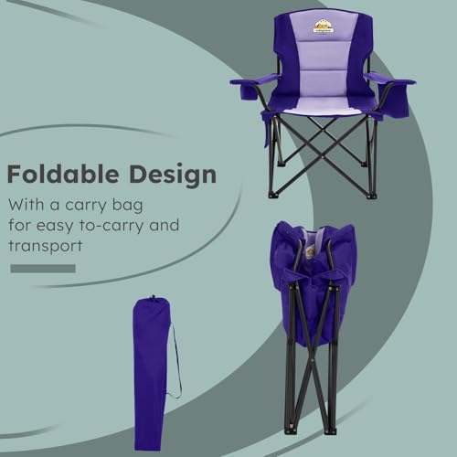 Oversized Folding Camping Chair for Adults (Deep Purple / Single Pack)