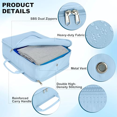 Compression Packing Cubes Travel Packing Suitcase Organizer Bags (Blue / Large)