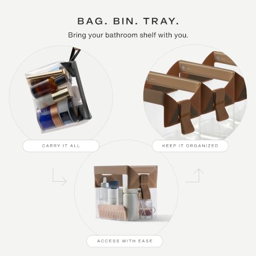 Parcel Clear Travel Kit with Zipperless Magnetic Closure (Chestnut / Large)