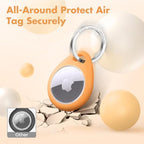 Holder for Apple AirTag with 304 Stainless Steel Keychain Key Ring (Purple&Pink&Orange&Yellow)