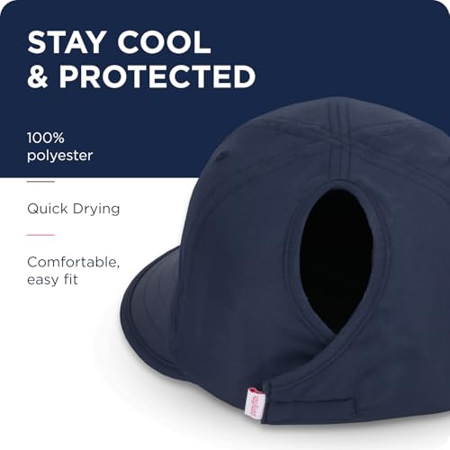 Womens Sunblocker UPF 50 Wide Brim Ponytail Sun Hat (One Size / Dusty Blue)