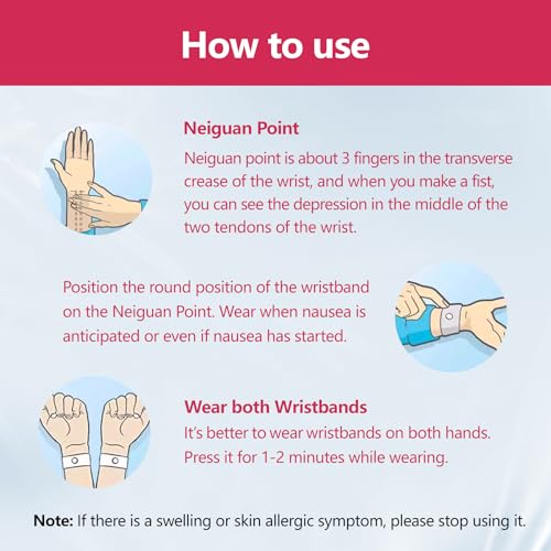 Motion Sickness Wristband (Large, 2 Pairs / Rose Red)
