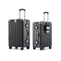 26 Inch Checked Zipperless Luggage with Cup Holder (Black (PC+Aluminum) / Checked in 26inch)