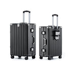 26 Inch Checked Zipperless Luggage with Cup Holder (Black (PC+Aluminum) / Checked in 26inch)