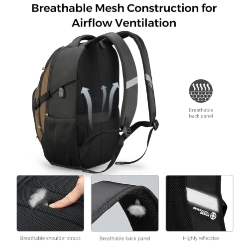 Design Travel Laptop Backpack for Men with USB SD803 (Tan/Black / Standard)