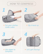 4 Set Compression Packing Cubes (Grey / Set of 4)