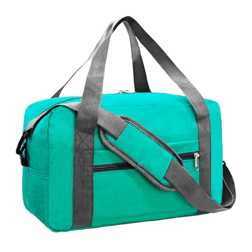 15 Inch Small Carry On Bags for Airplanes Spirit Airlines Personal Item Bag Underseat Foldable Travel Duffle Gym Bags for Women Men (Teal / 20L)