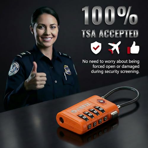 TSA Approved Luggage Locks with Search Alert Indicator (Orange)